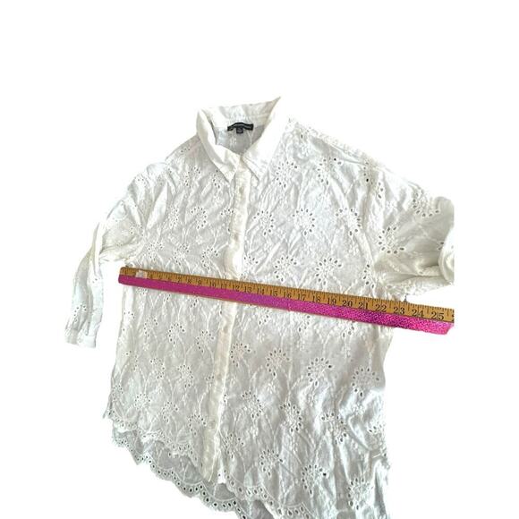 Adrianna Papell White Eyelet Button-Up Blouse Women’s XL - Picture 5 of 9